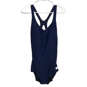 Navy Blue Speedo Full Piece Swimsuit Competitive Swim Athletic Swimwear Size 10